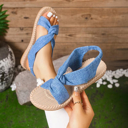 Women's Woven Cross-Strap Flat Sandals