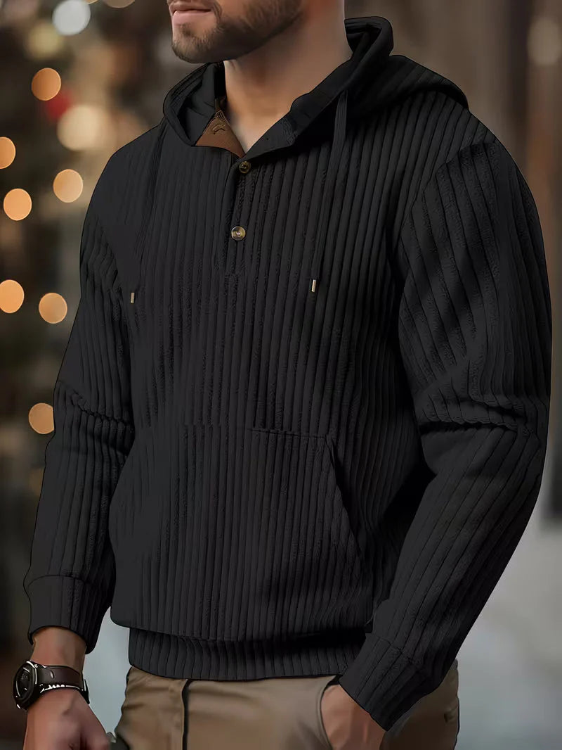 Men’s Textured Hooded Pullover Sweatshirt