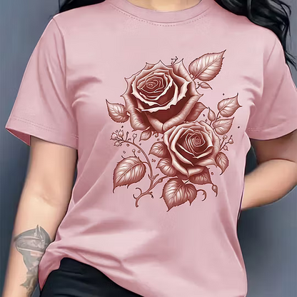 Rose Print Short-Sleeve T-Shirt