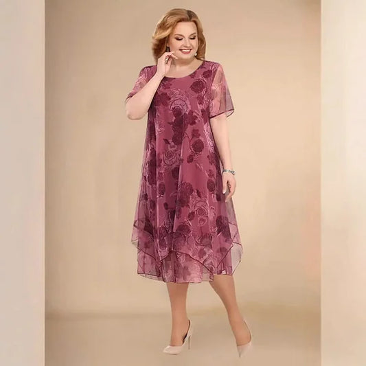 Women’s Floral Chiffon Asymmetrical Layered Dress