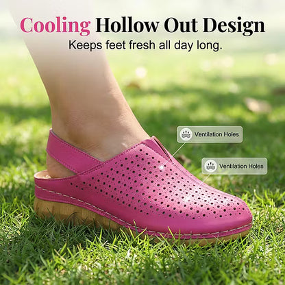 Women's Perforated Slingback Wedge Sandals