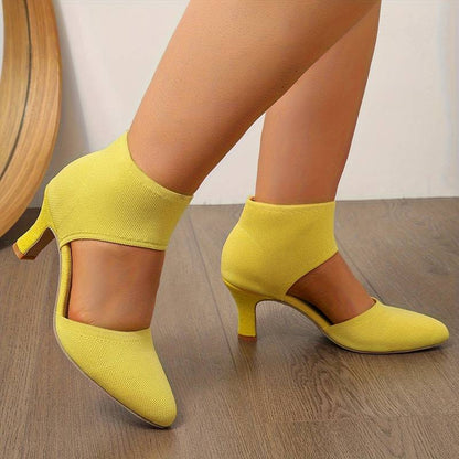 Women’s Knit Ankle-Cuff Low Heeled Court Shoes