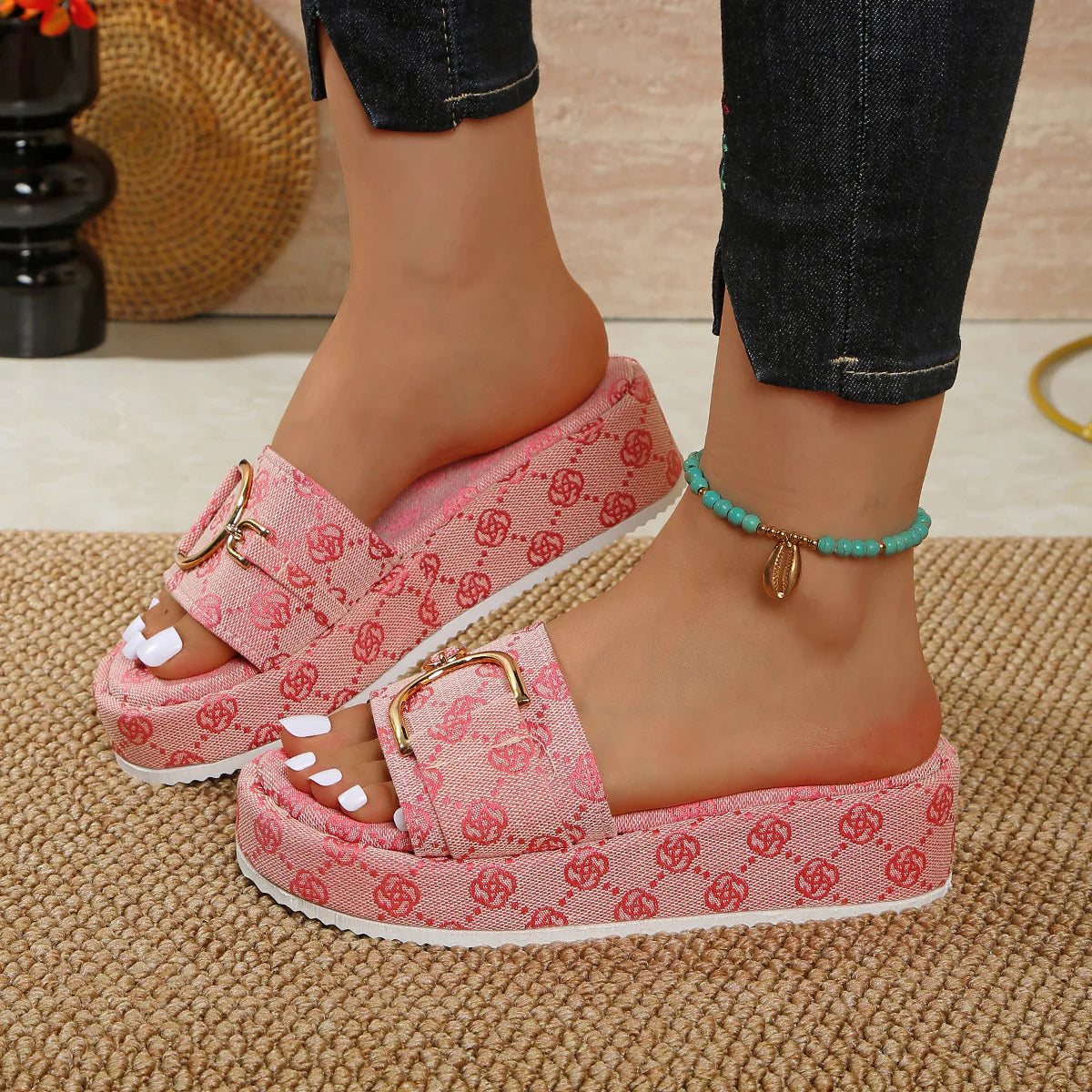 Women's Retro Print Platform Sandals