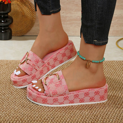 Women's Retro Print Platform Sandals