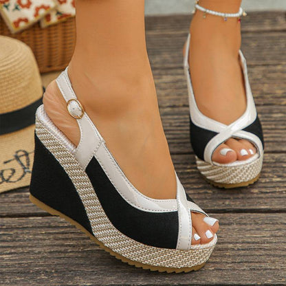 Women's Peep-Toe Platform Wedge Sandals