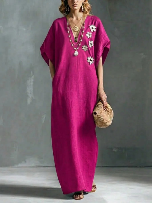 Women’s Loose Linen and Cotton Maxi Dress