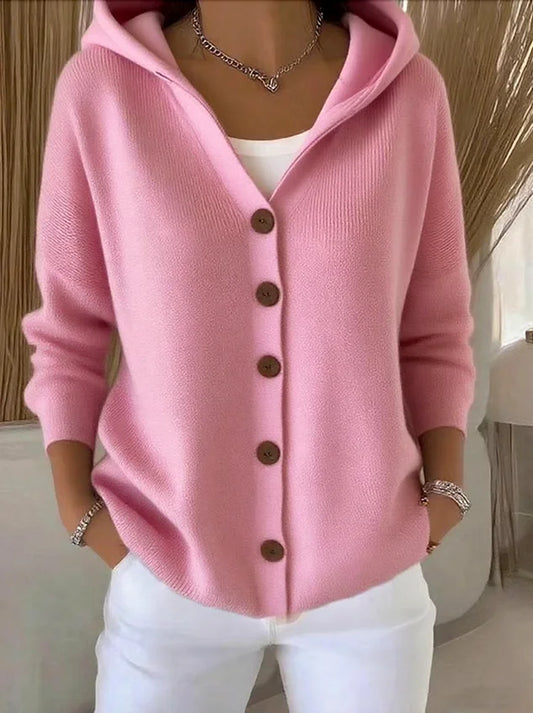Women's cotton, smooth, comfortable, casual long-sleeved cardigan