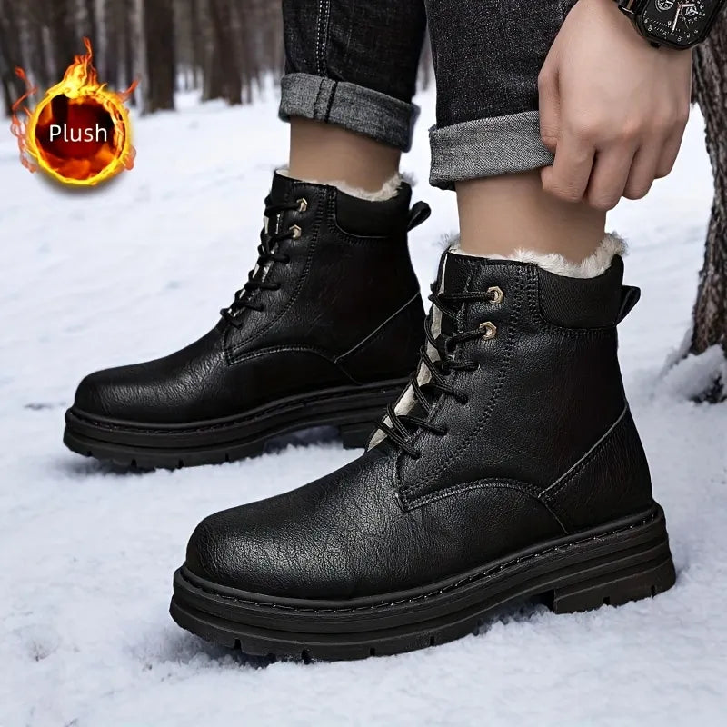 Men’s Insulated Leather-Look High-Top Winter Boots