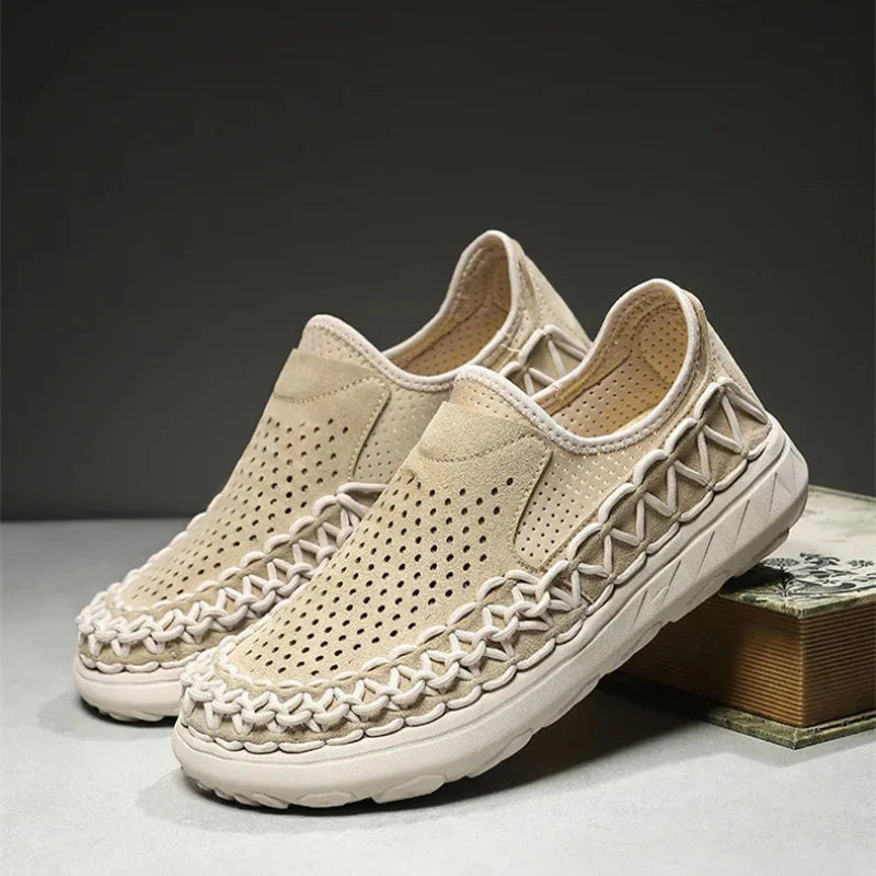 Men's Woven Perforated Slip-On Shoes