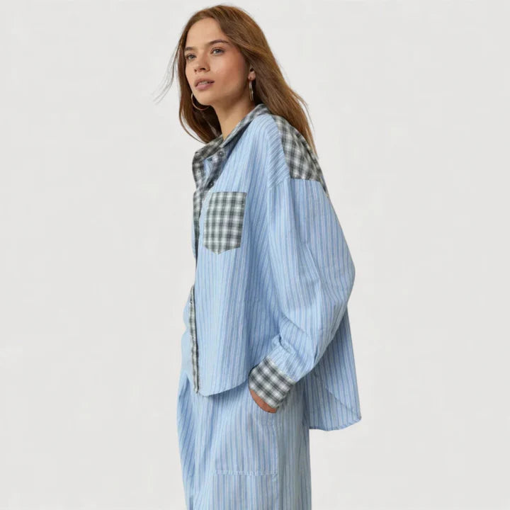 Women’s Relaxed Breathable Shirt and Trousers Pyjama Set