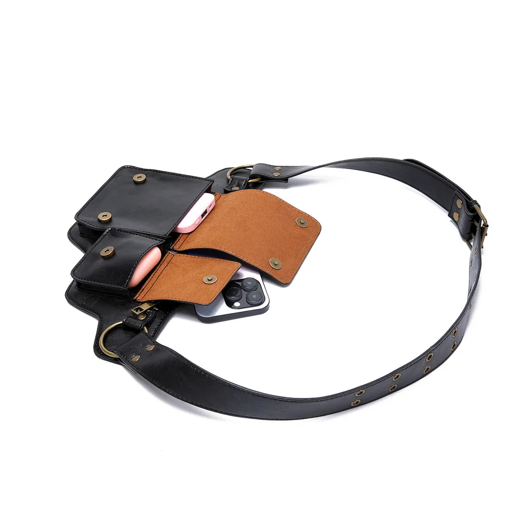 Structured Leather Look Waist Bag