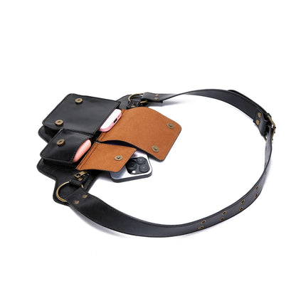 Structured Leather Look Waist Bag