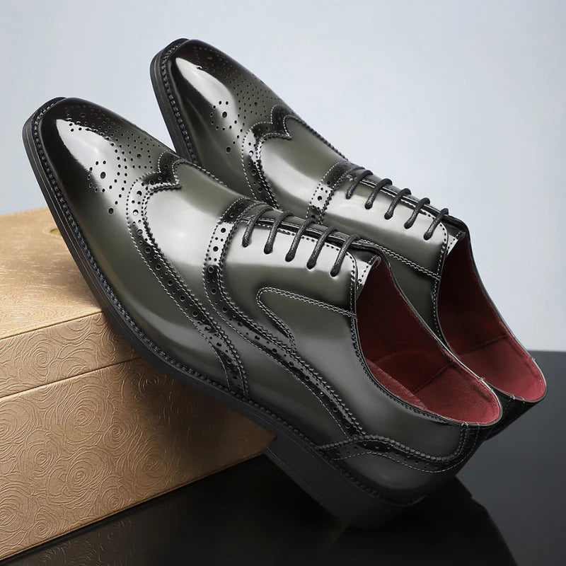 Men’s Heritage Wingtip Leather-Look Brogue Shoes