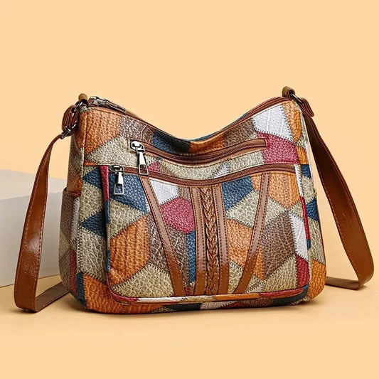 Women’s Geometric Patchwork Mosaic Handbag
