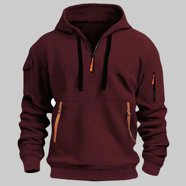 Men’s Half-Zip Utility Hoodie with Zipped Pockets