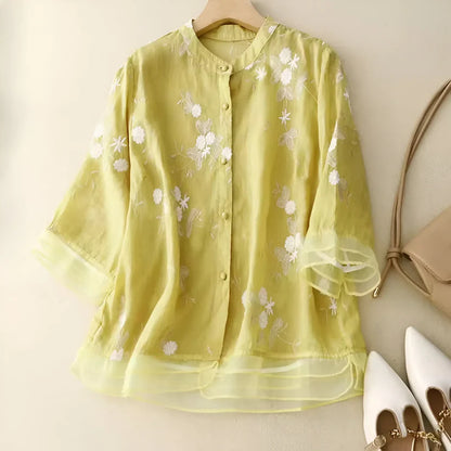 Women’s Embroidered Floral Cotton Top