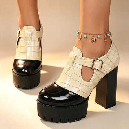 Women's T-Strap Platform Block Heels