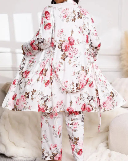 Women's Camisole, Robe & Trouser Lounge Set