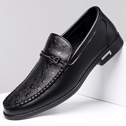 Men's Ostrich-Effect Leather-Look Loafers