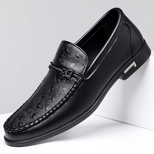 Men's Ostrich-Effect Leather-Look Loafers