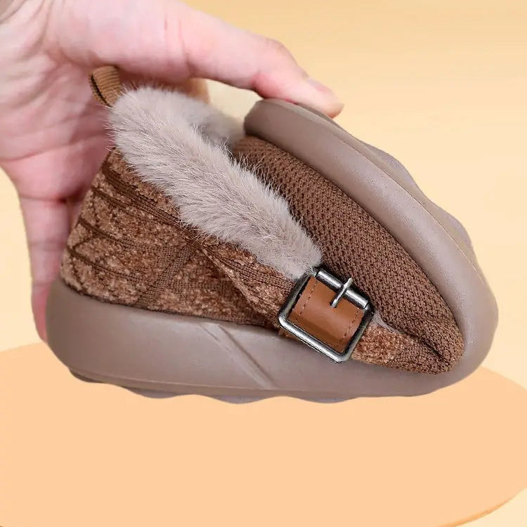 Women’s Fur-Lined Knit-Upper Slip-On Winter Snow Shoes