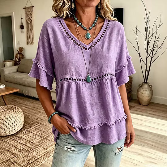 Women’s V-Neck Layered Tunic Top