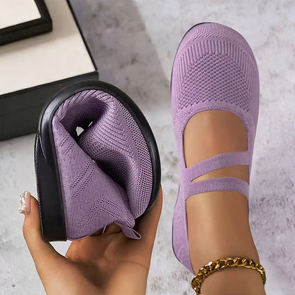 Women's Double-Strap Knitted Flats