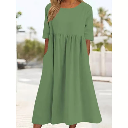 Women’s Relaxed Cotton-Linen Pocket Dress
