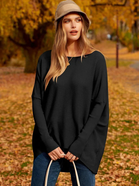 Women’s Ribbed Dolman Sleeve Knit Tunic Sweater