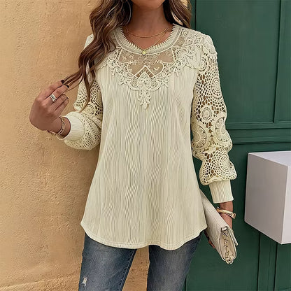 Women’s Lace Detail Textured Blouse
