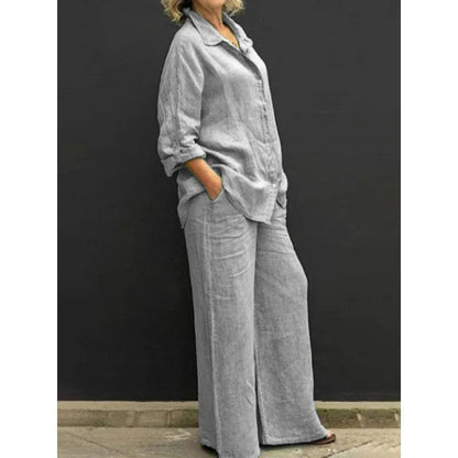 Women's Linen-Blend Shirt and Trouser Set