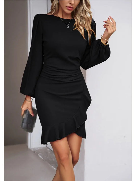 Women’s Elvaria Puff Sleeve Ruffle Hem Dress