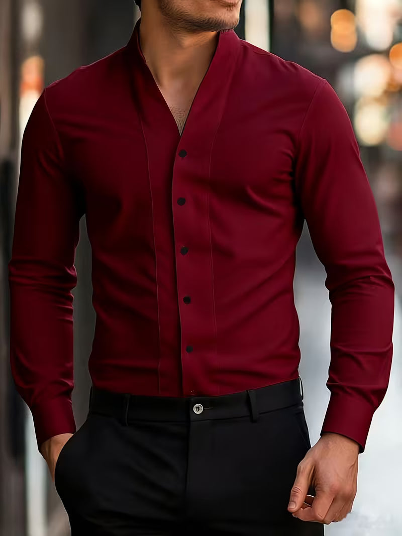 Men’s Classic Open Collar Long Sleeve Shirt