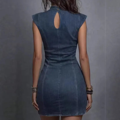 Women's Cut-Out Denim-Look Mini Dress
