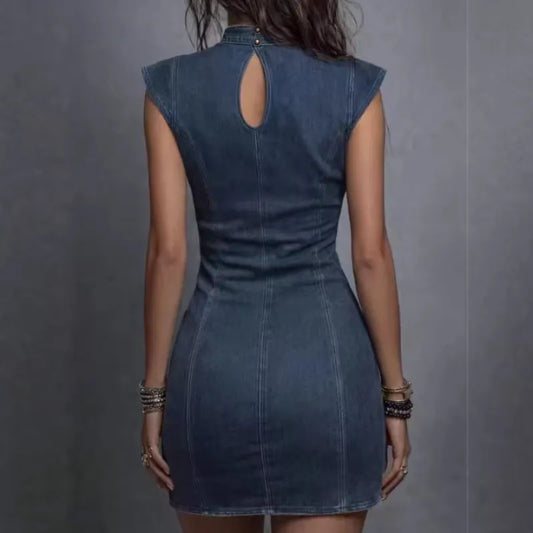Women's Cut-Out Denim-Look Mini Dress