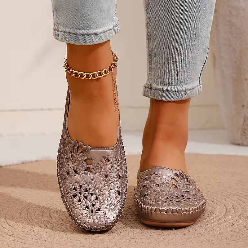 Women’s Floral Cut-Out Mule Flats