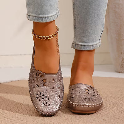 Women’s Floral Cut-Out Mule Flats