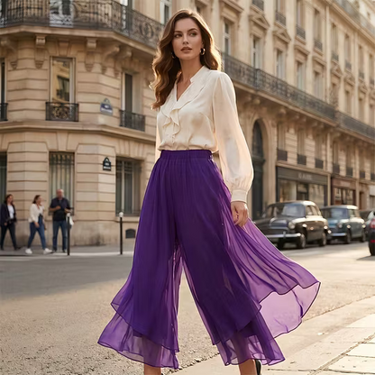 Women’s Layered Chiffon Wide-Leg Trousers