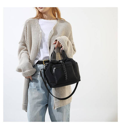Women's Nylon Drawstring Crossbody Bucket Bag