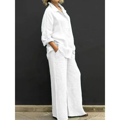 Women's Linen-Blend Shirt and Trouser Set