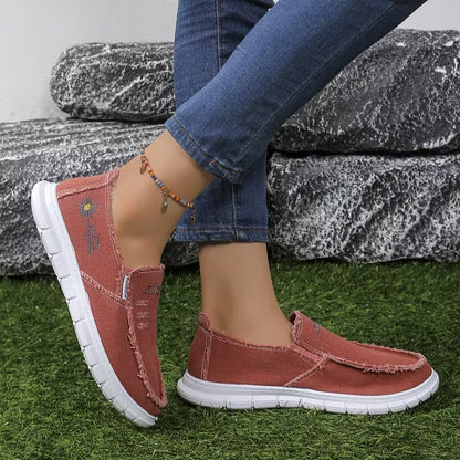 Women's Embroidered Canvas Slip On Shoes