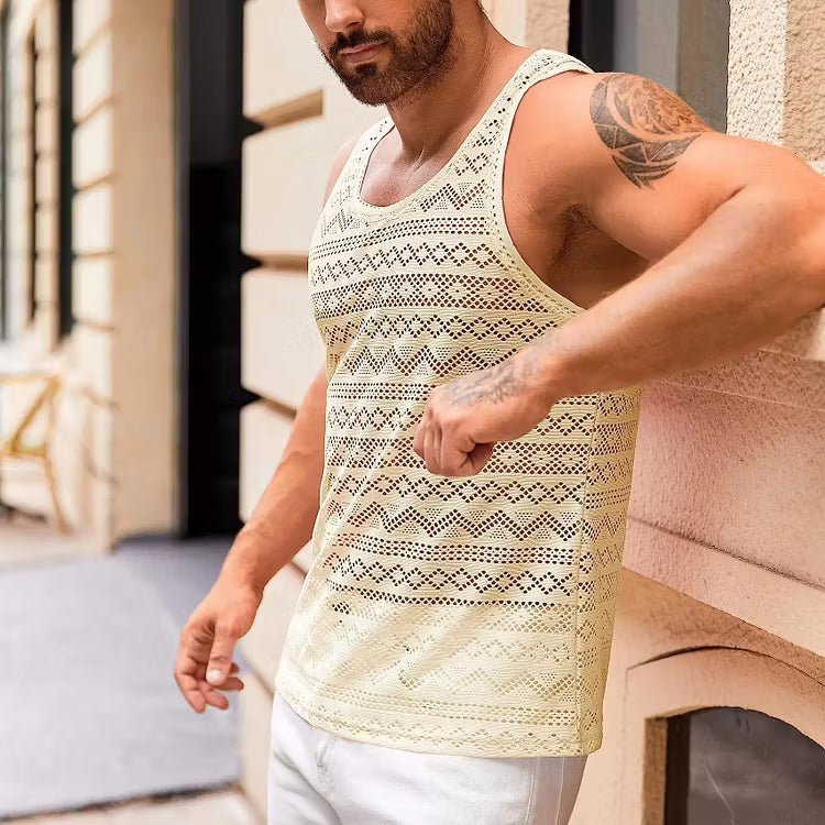 Men’s Open-Knit Sleeveless Vest
