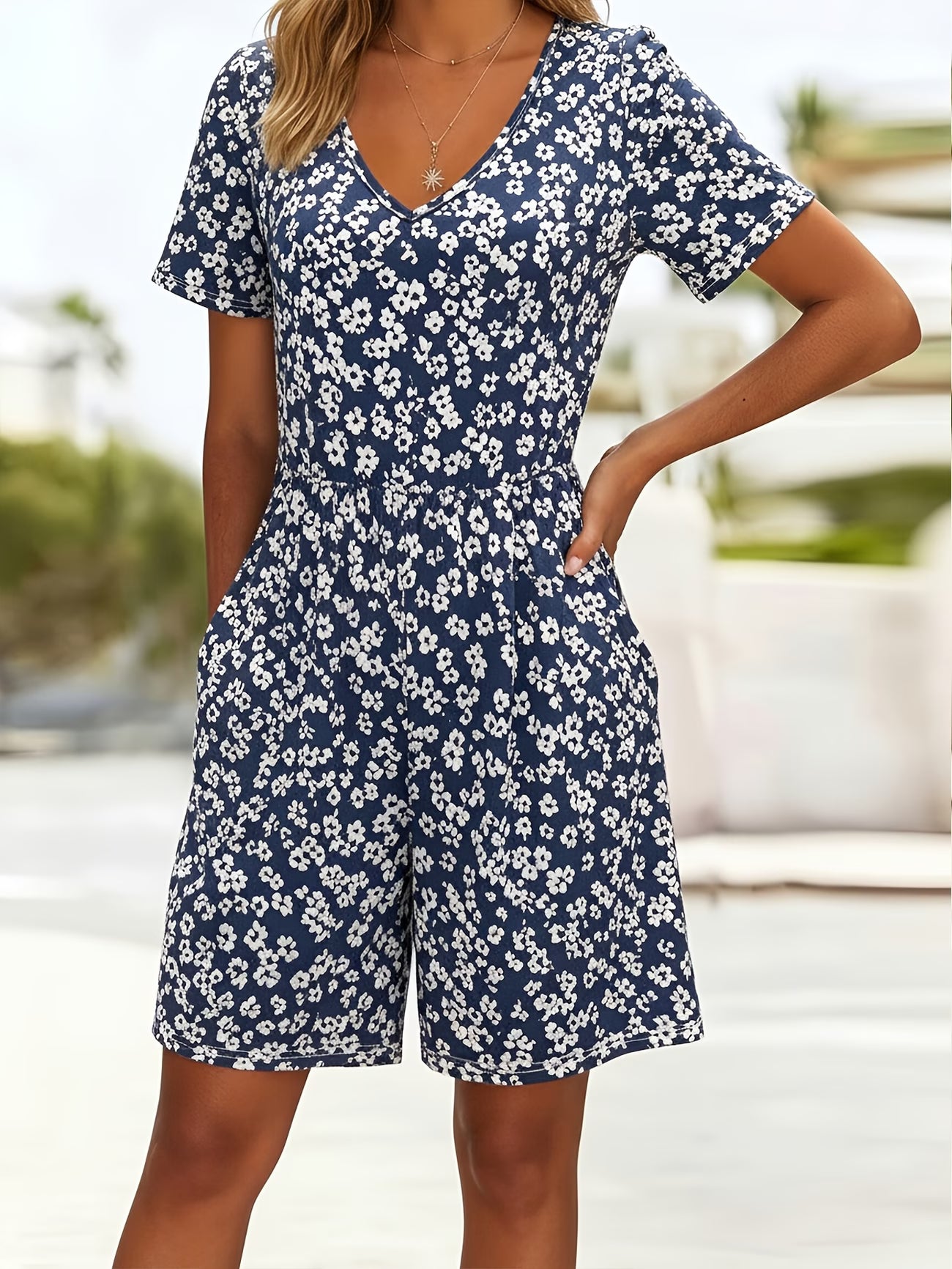 Women's Floral V-Neck Romper