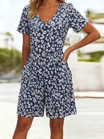 Women's Floral V-Neck Romper