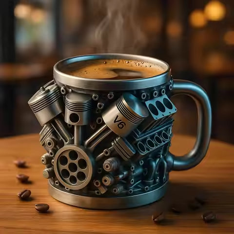Stainless Steel Engine Block Coffee Mug