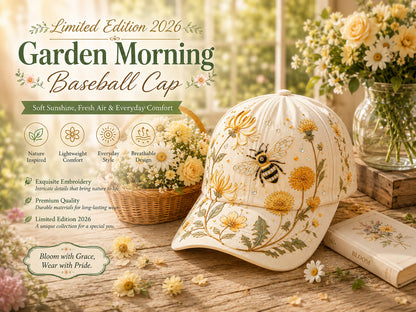 Embroidered Floral Bee Cap