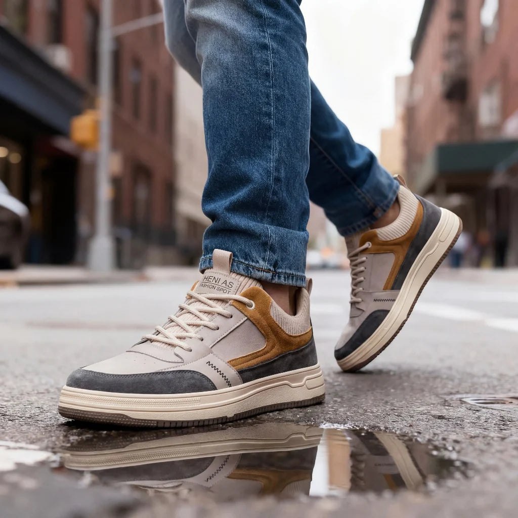 Men’s Colour-Block Lace-Up Trainers