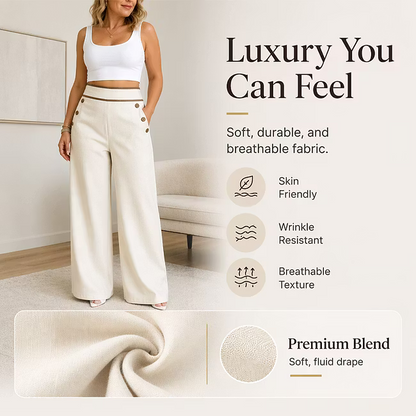 Women's Contrast Trim Wide Leg Trousers