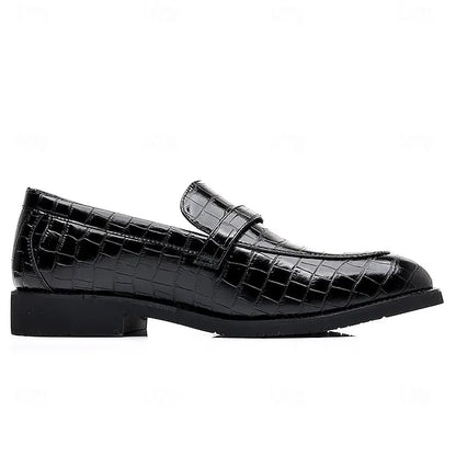 Men’s Textured Croc Effect Slip On Dress Loafers