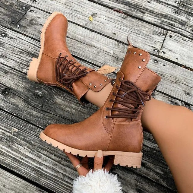 Women’s Wide-Fit Vintage Mid-Calf Comfort Boots